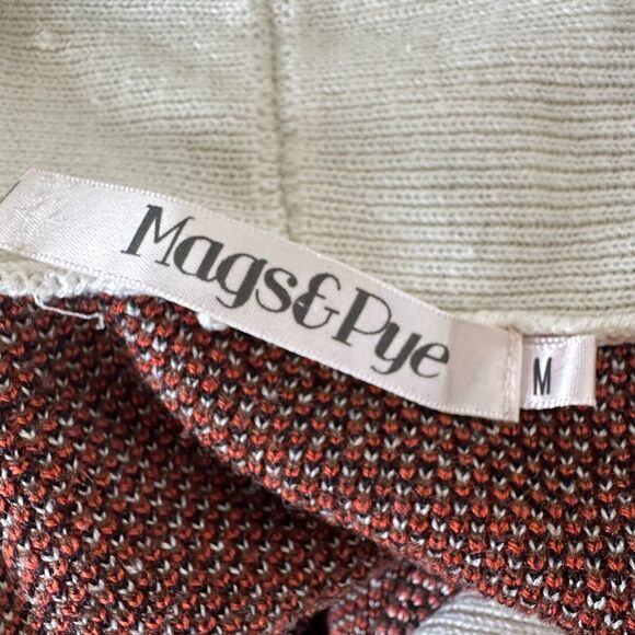 Mags & Pye Cream Brown Rust Native Aztec Print Longline Cardigan Sweater Medium - Picture 7 of 12